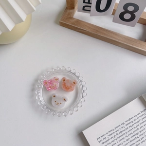 Lot de trois pinces à cheveux ours en acétate, textures marbrées rose, orange et blanc
