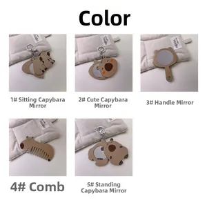 Detailed set of cute Capybara acetate hair accessories with makeup mirrors and hair comb