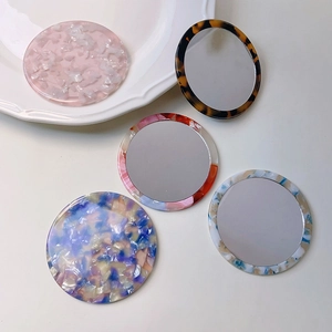 Elegant acetate portable compact mirrors with colorful marble and tortoiseshell patterns