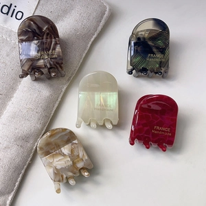 Lot de mini barrettes à cheveux en acétate élégantes avec motifs marbrés et léopard en cinq tons