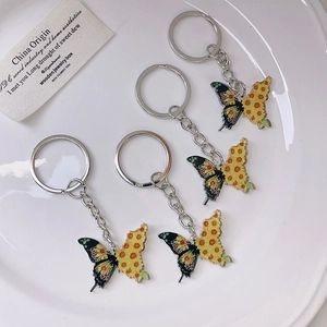 Butterfly Shaped Keychain Acrylic Alloy Bag Pendant For Women Girls Daily Decoration Gift Sweet Artistic Style Keyring