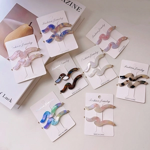 Vintage Acetate Wave Hair Clips Set For Women Elegant Marble Pattern Duckbill Side Clips Handmade Korean Fashion Hair Accessories