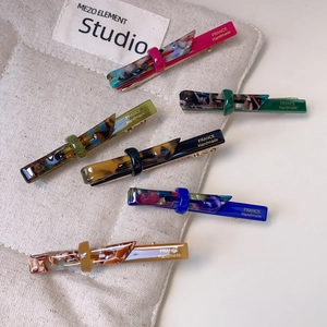French Retro Acetate Leopard Print Marble Texture Duckbill Hair Clip Handmade Hairpin For Women Fashion Accessories