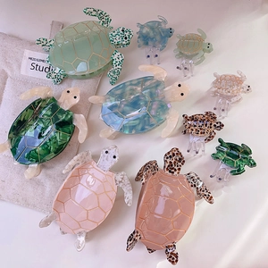 Women Ocean Series Sea Turtle Acetate Hair Claw Clip Minimalist Animal Shaped Handmade Shark Clip Hair Accessories For Daily Wear