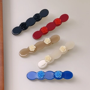 Korean Style Cellulose Acetate Rose Hair Clip Elegant 3D Flower Duckbill Side Clip Sweet Hair Accessories For Women Daily Decoration