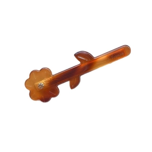 Barrette à cheveux fleur en acétate écaille d'ambre avec cristal et détail doré