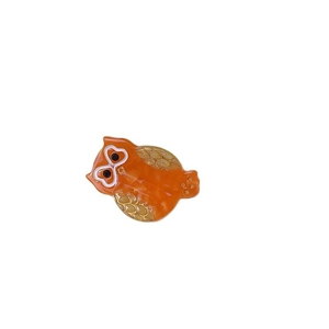 Cute owl shaped acetate hair claw clip in bright orange and gold for women styling