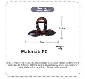 Détails de la pince à cheveux noeud crème avec specs de matériau PC 9cm long et 30g