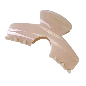 Pinza para el pelo beige brillante en forma de U para cabello grueso para mujeres