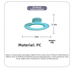 Detail showing dimensions and specifications of the light blue hollow oval hair claw clip