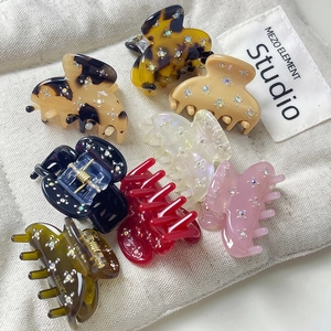 Lot de mini pinces à cheveux en acétate avec strass en sept couleurs pour femmes
