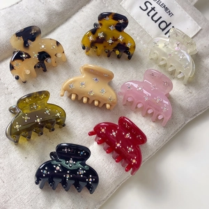 Mini Pince à Cheveux en Acétate et Strass Fait Main pour Femmes Élégante Pince Semicercle Léopard Accessoires de Coiffure