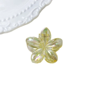Pinza per capelli a forma di fiore giallo trasparente con finitura sfumata e iridescente