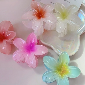 8cm gradiënt frangipani haarklemmen set in diverse kleuren op parelmoer dienblad