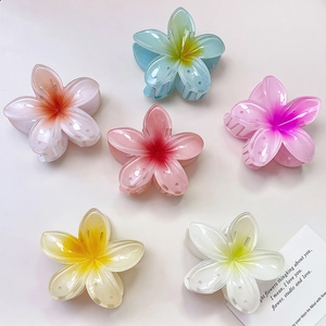 8cm Frangipani Haarklem Bloemen Hars Antislip Haai Haarclip Voor Dames Zomer Strand Haaraccessoires