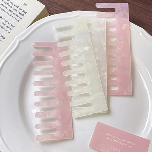 Cellulose Acetate Wide Tooth Comb French Vintage Marble Pattern Detangling Massage Hair Brush For Curly Hair Women Tool
