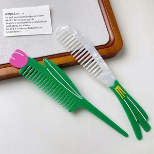 Creative tulip flower and scallion shaped acetic acid hair combs for stylish hair styling