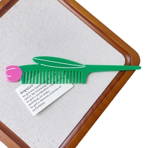 Chic tulip flower shaped hair comb in green and pink acetate for creative hair styling