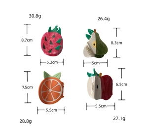 Tabella dettagliata delle taglie per pinze per capelli in acetato a forma di frutta varia