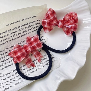 Elastici per capelli con fiocco a quadretti rossi in acetato dal dolce stile vintage
