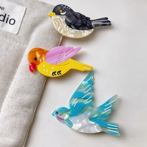 Barrettes à cheveux oiseaux de dessin animé en acétate coloré pour femmes