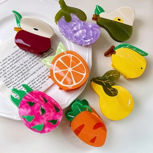 Simpatiche Mollette per Capelli in Acetato a Forma di Frutta e Verdura Arancia Pitaya Accessori per Capelli Moda Donna