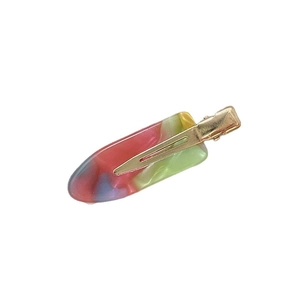 Colorful acetate seamless hair clips with gold metal duckbill grip for women