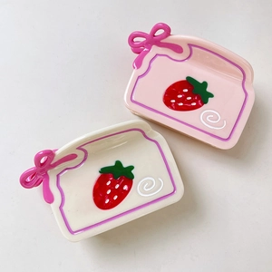Pinces à cheveux fraise rose et beige, jolies barrettes en acétate pour femmes