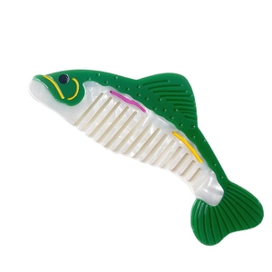 Peigne à cheveux mignon en forme de baleine avec dents larges et finition nacrée élégante