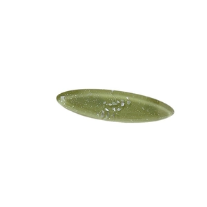 Minimalist oval shell hair clip in light green translucent resin with silver glitter