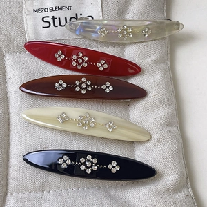 Five-piece vintage sparkling rhinestone flower hair clips in various elegant colors