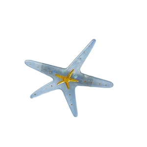 Chic blue acetate starfish hair clip with golden glitter stars for Y2K minimalist style