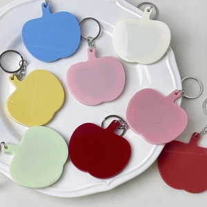 Llaveros de espejo acrílico con forma de manzana en varios colores para bolsos