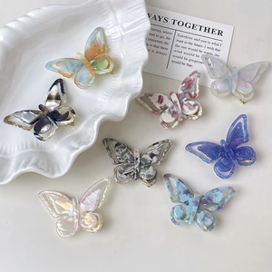 Barrettes à Cheveux en Acétate de Cellulose Papillon Style Français Élégant Motif Marbre Ajouré Pinces Bec de Canard pour Femme