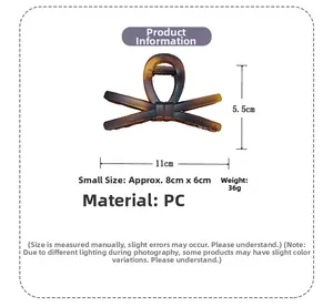 Detailed view of 11cm large butterfly hair claw clip with specific dimensions and PC material