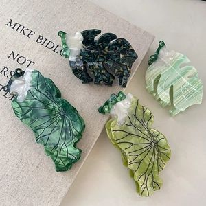 Pince à Cheveux en Acétate au Design de Niche pour Femmes Mode Monstera Feuille de Lotus Forme de Grenouille Strass Grand Accessoire