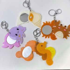 Cartoon Meereskreaturen Acryl Schlüsselanhänger Spiegel Set mit Seepferdchen und Krabben