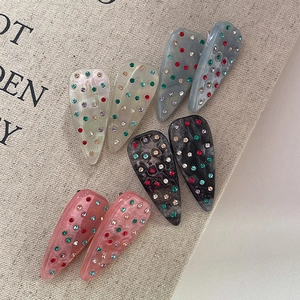 Fermaglio per Capelli Coreano Dolce a Goccia in Acetato Con Strass Colorati Trama Marmo Clip Laterale per Donna Gioielli