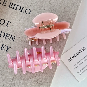 Ensemble de pinces à cheveux roses avec motifs floraux et strass pour un style élégant