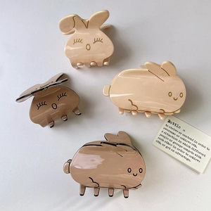 Pinces à cheveux lapin mignonnes en acétate beige et marron clair pour femmes