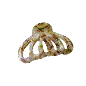 Retro marbled acetate pumpkin claw hair clip in pink and green for elegant updos