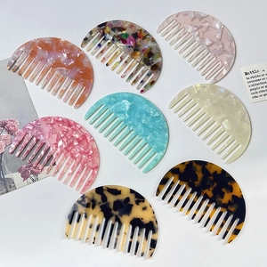 Vintage Cellulose Acetate Wide Tooth Hair Comb Anti-Static Portable Marble Leopard Print Styling Tool For Women Girls