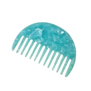 Semicircle tortoise shell cellulose acetate hair comb with blue marble texture for styling