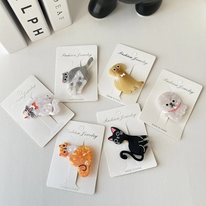 Fermagli per Capelli in Acetato a Forma di Gatto e Cane Cartone Animato Mollette con Texture Marmo per Donna Gioielli