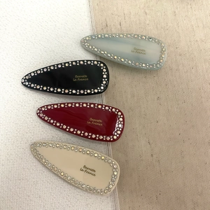 Acetate Rhinestone Letter Duckbill Hair Clip French Vintage Water Drop Barrette For Women High End Elegant Side Bangs Clip Jewelry