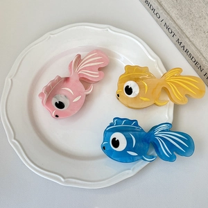 Creative Goldfish Hair Claw Acetate Marble Texture Animal Shaped Hair Clip For Women Daily Styling Shark Clip Hair Accessories
