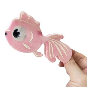 Pink marble goldfish hair claw clip made of premium acetate for women's hairstyles