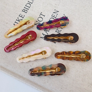 Elegant Acetate Wave Hair Clip For Women Fresh Sweet Hollow Duckbill Side Clip Vintage Marbled Tortoiseshell Pattern Hair Accessories