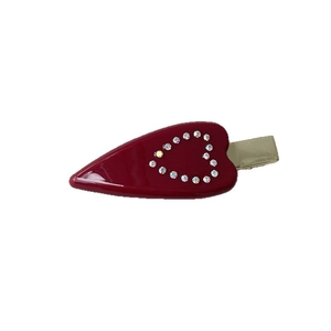 Elegante fermaglio per capelli a forma di cuore rosso scuro con strass scintillanti