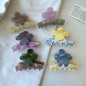 Acetate Flower Hair Claw Clip Sweet Aesthetic Marble Texture Shark Clip Simple Versatile Hair Styling Accessories For Women